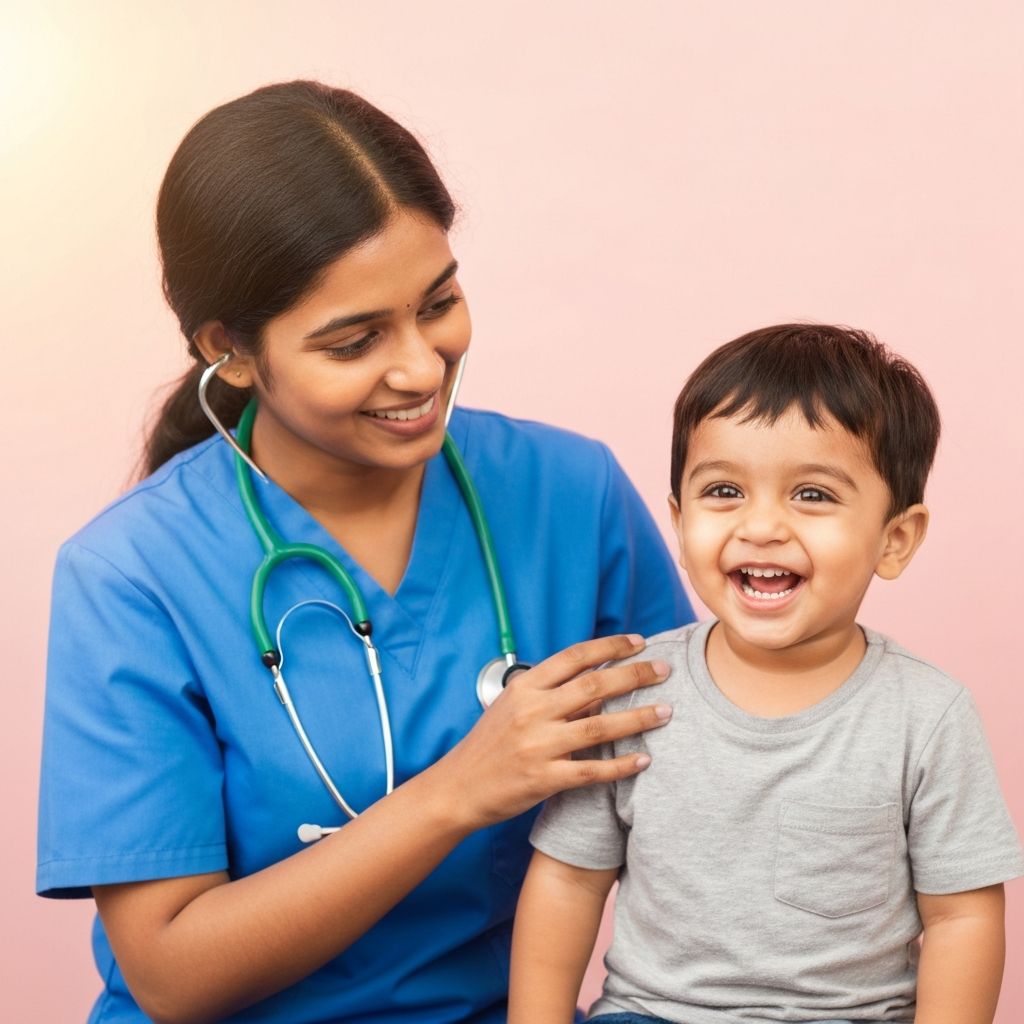 Pediatrician examining a child
